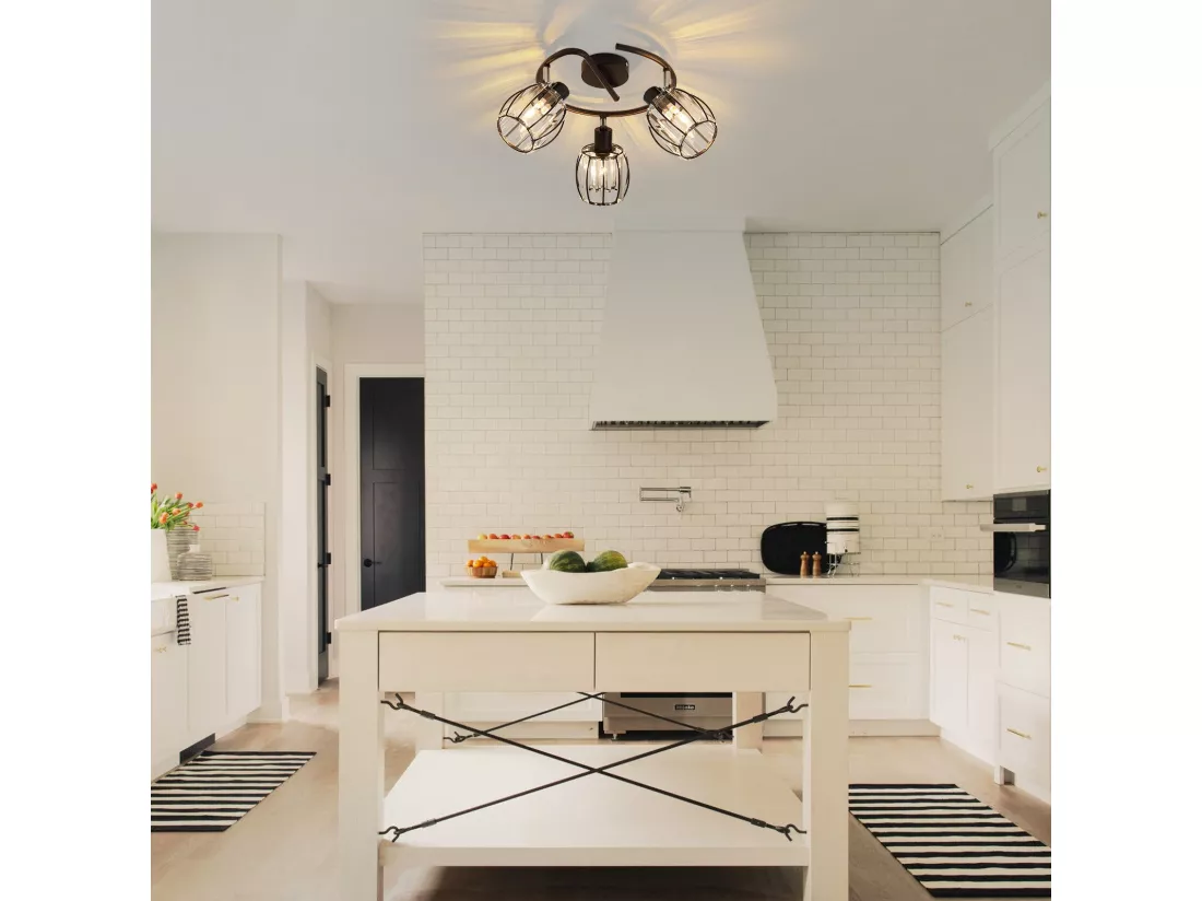 Spot De Plafond 3er En Cristal Noir Vintage E14 Pour Couloir, Pivotant à 350°, Industriel