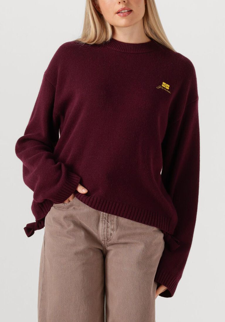 bordeaux ganni trui future wool mix oversized o-neck