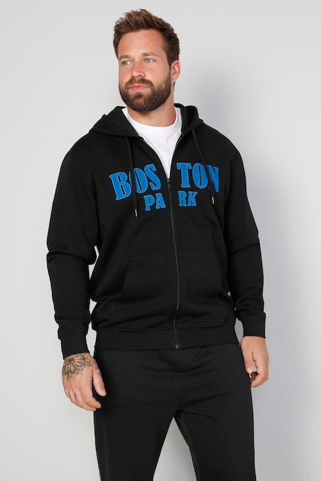 Boston Park Hoodiejacke, Schriftzug, Kapuze, bis 72/74