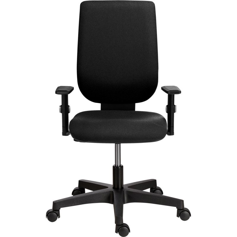 Chaise de bureau NAO tissu - dossier réglable en hauteur - avec ou sans accoudoirs - Mécanisme Contact permanent- Pieds noirs