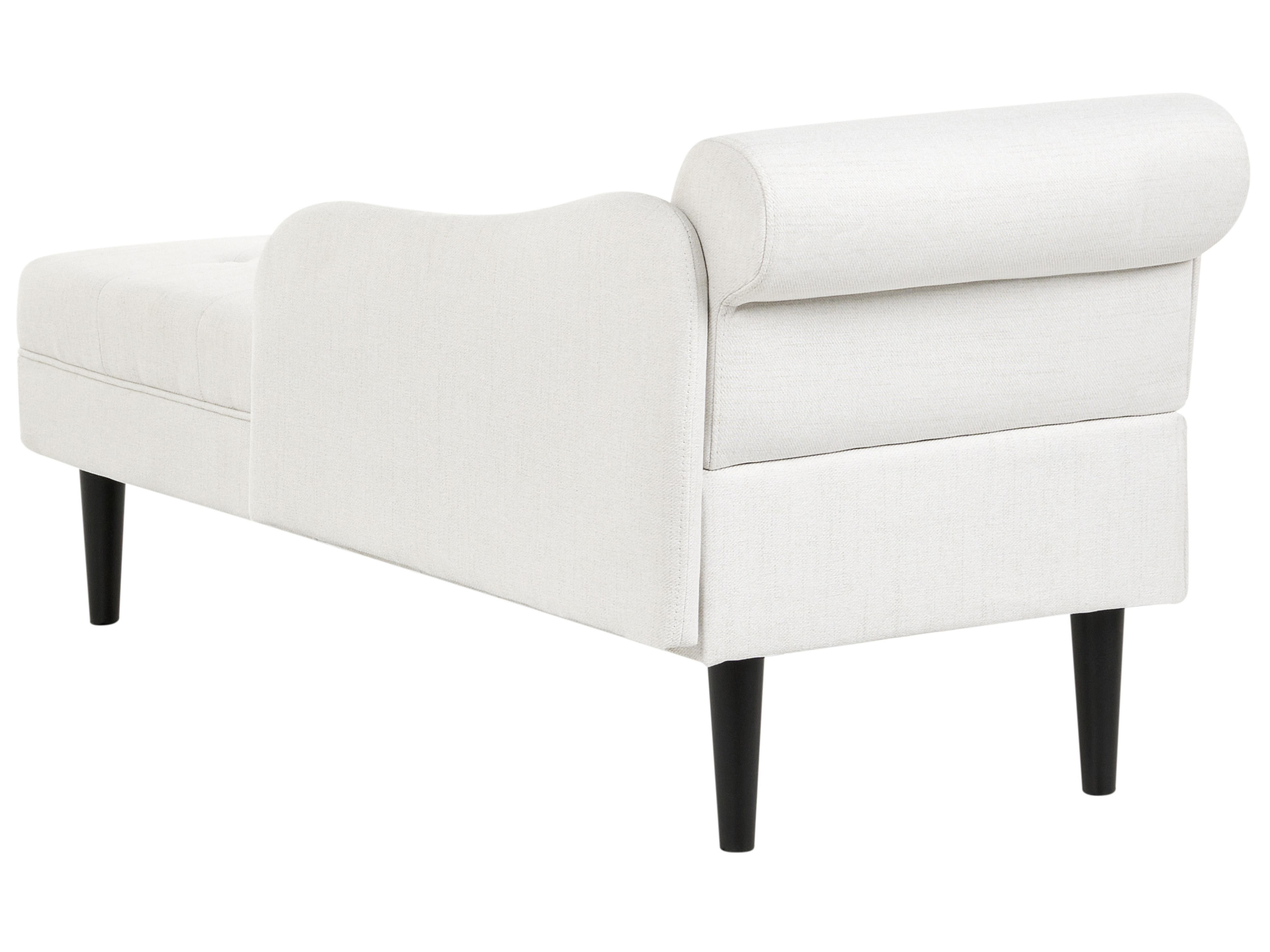 Linkszijdige chaise longue YVOIRE Stof Gebroken wit