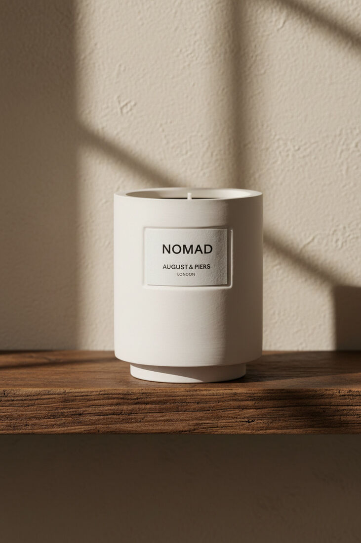 gebroken wit august & piers geurkaarsen nomad 340gr - scented candle