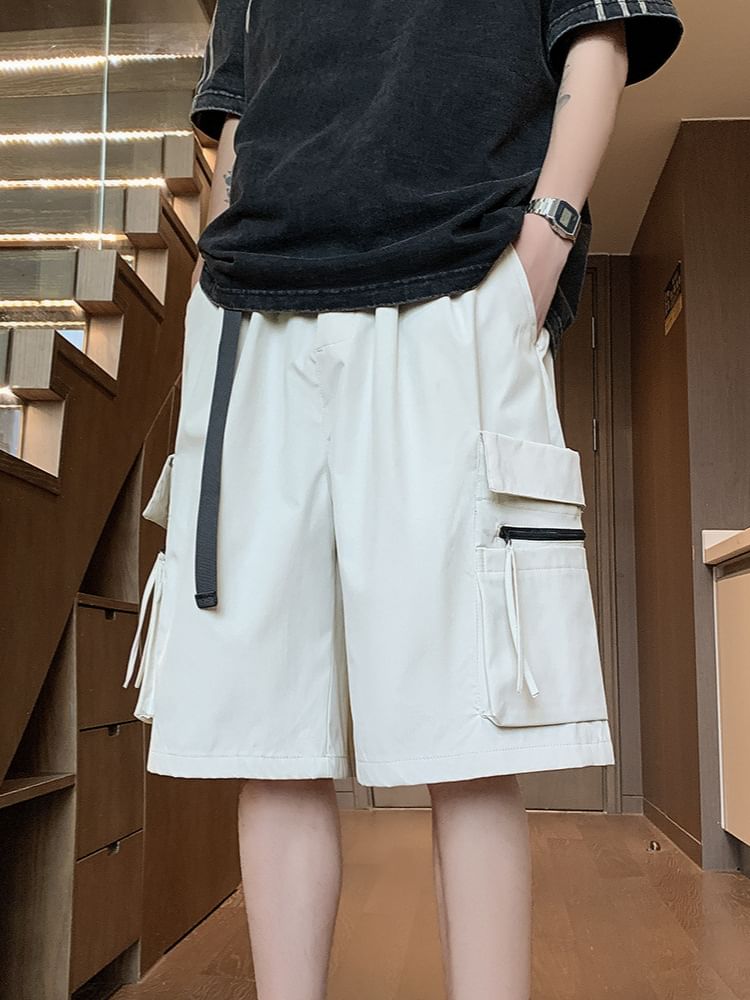 Obikan - Mid Rise Plain Cargo Shorts