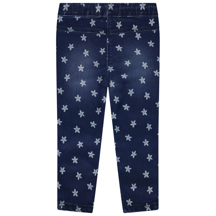 Jegging super stretch en twill imprimé fleurs pour bébé fille - Bleu moyen