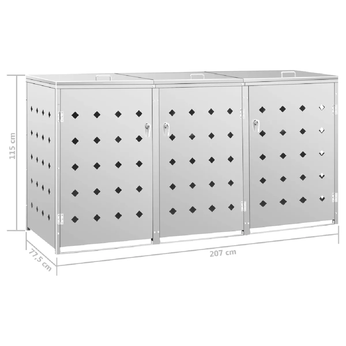 vidaXL Abri à Poubelle Triple 240 L - Inox