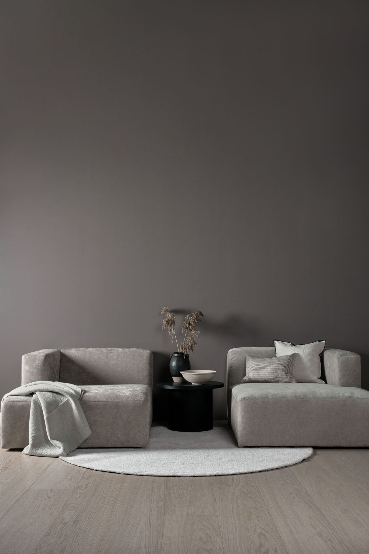 Modulsofa 2 deler m/sjeselong grå - 228x154x73 cm