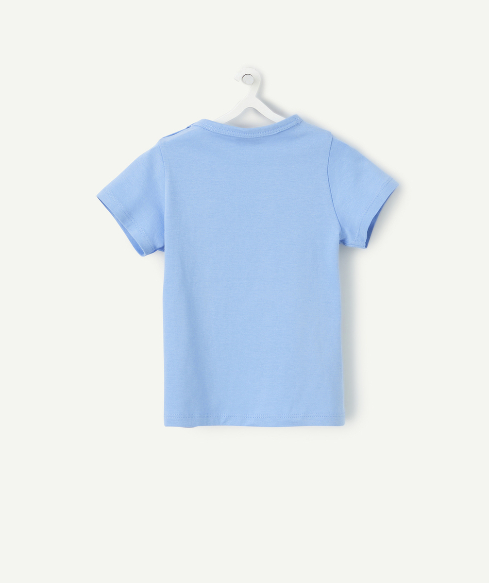 t-shirt bébé garçon en coton biologique bleu avec poche