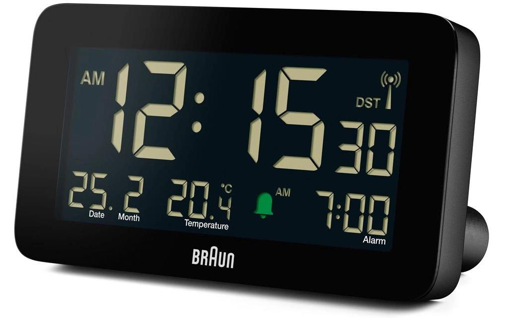 Digitalwecker BC10B-DCF SchwarzDigitaler Funkwecker mit Datums- und Temperaturanzeige