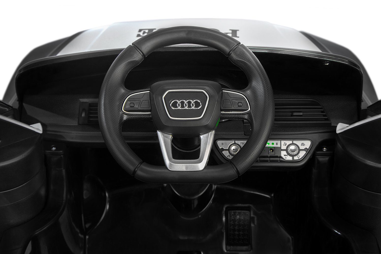 Carrinho elétrico infantil Kidix Audi Q5 Police com 2 baterias de 40W 12V 7Ah.
