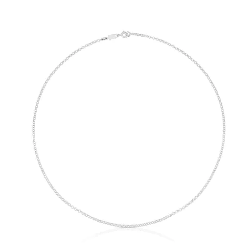 Gargantilha prateada com contas, corrente TOUS de 45 cm.