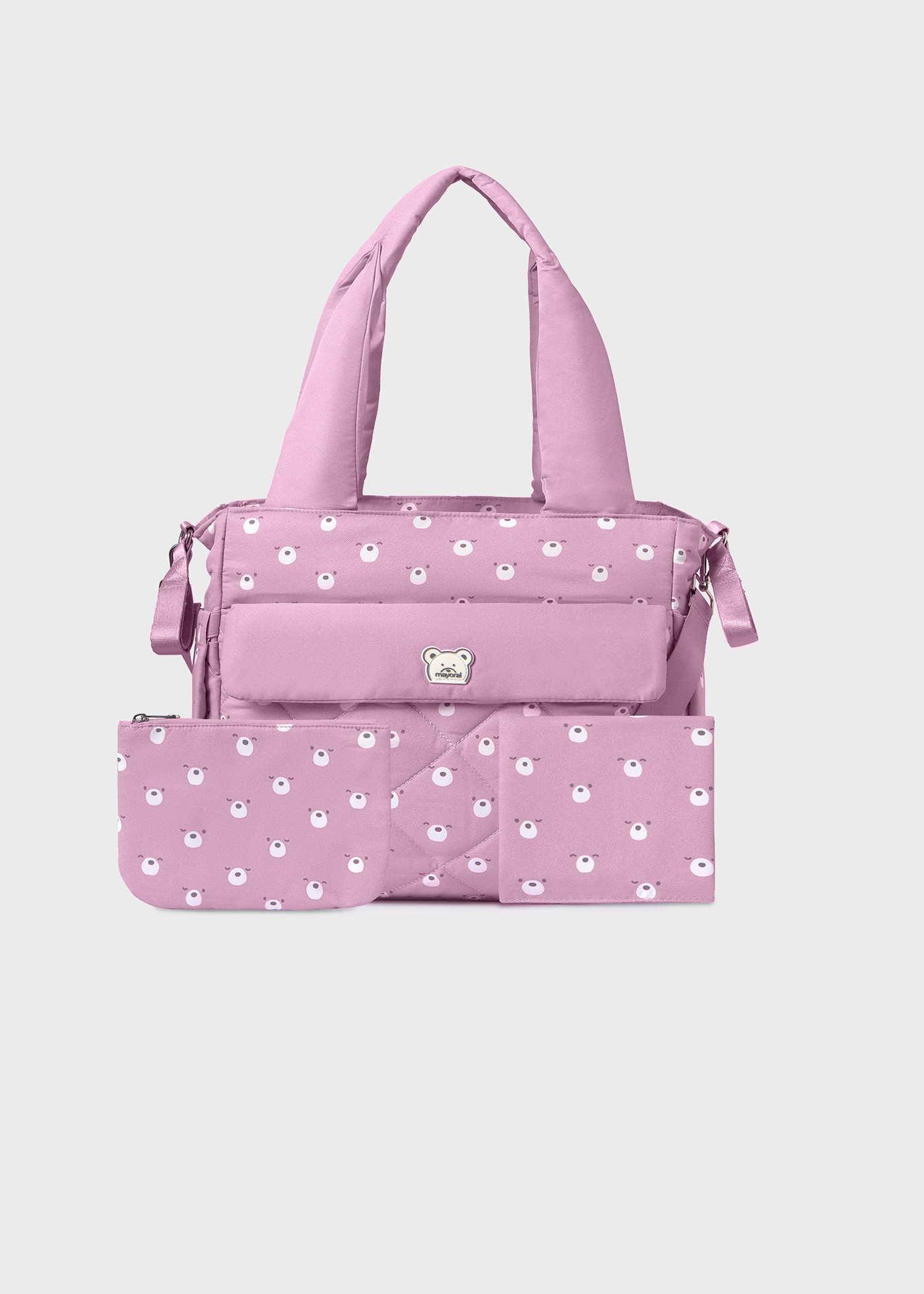 Bolsa acolchoada com acessórios para bebês