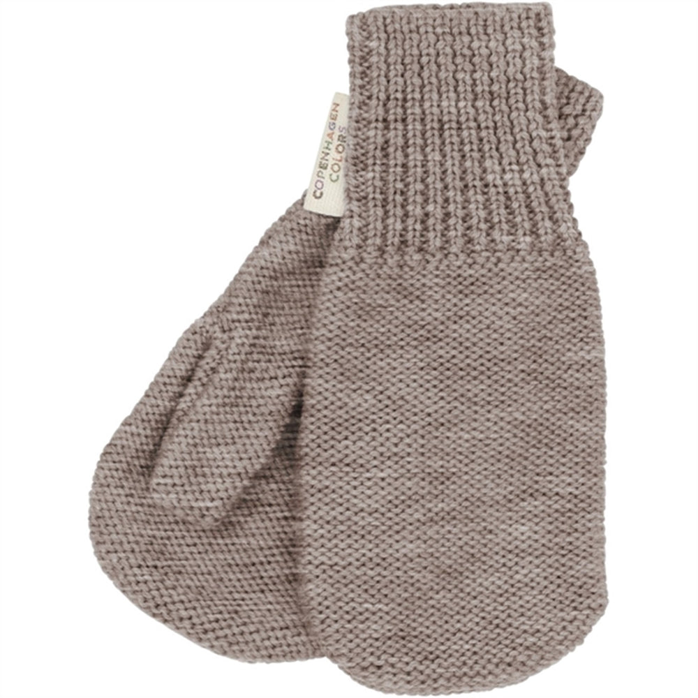 Natural Melange Merino Uld Strikkede Vanter