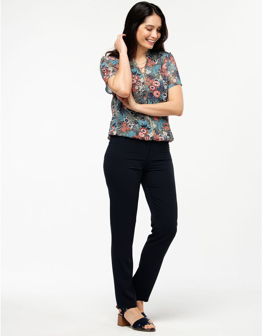 Blouse kaki fleuri