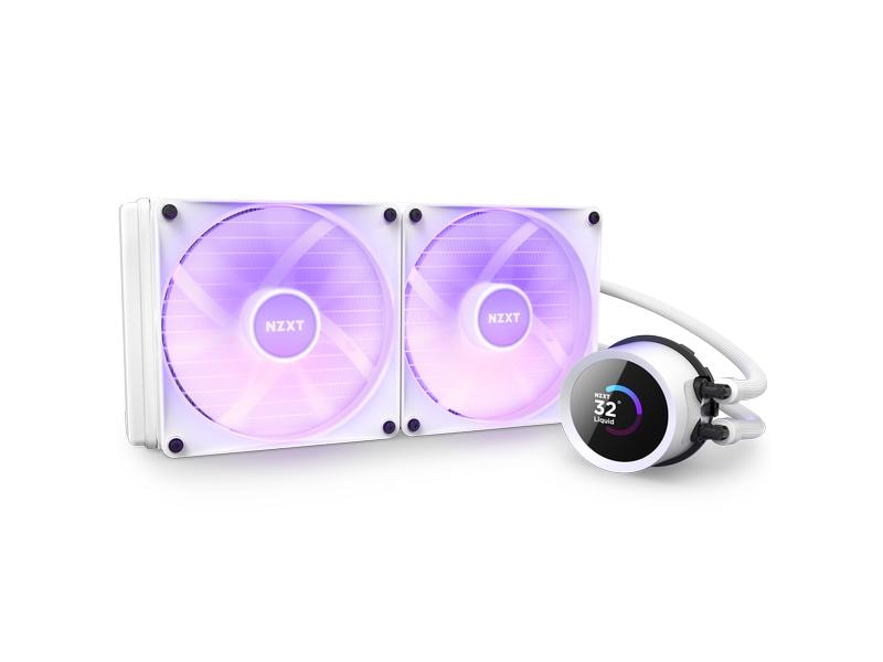 NZXT Wasserkühlung Kraken 280 RGB Weiss Wasserkühler für Intel und AMD Prozessorsockel mit LCD-Anzeige und RGB-Lüftern