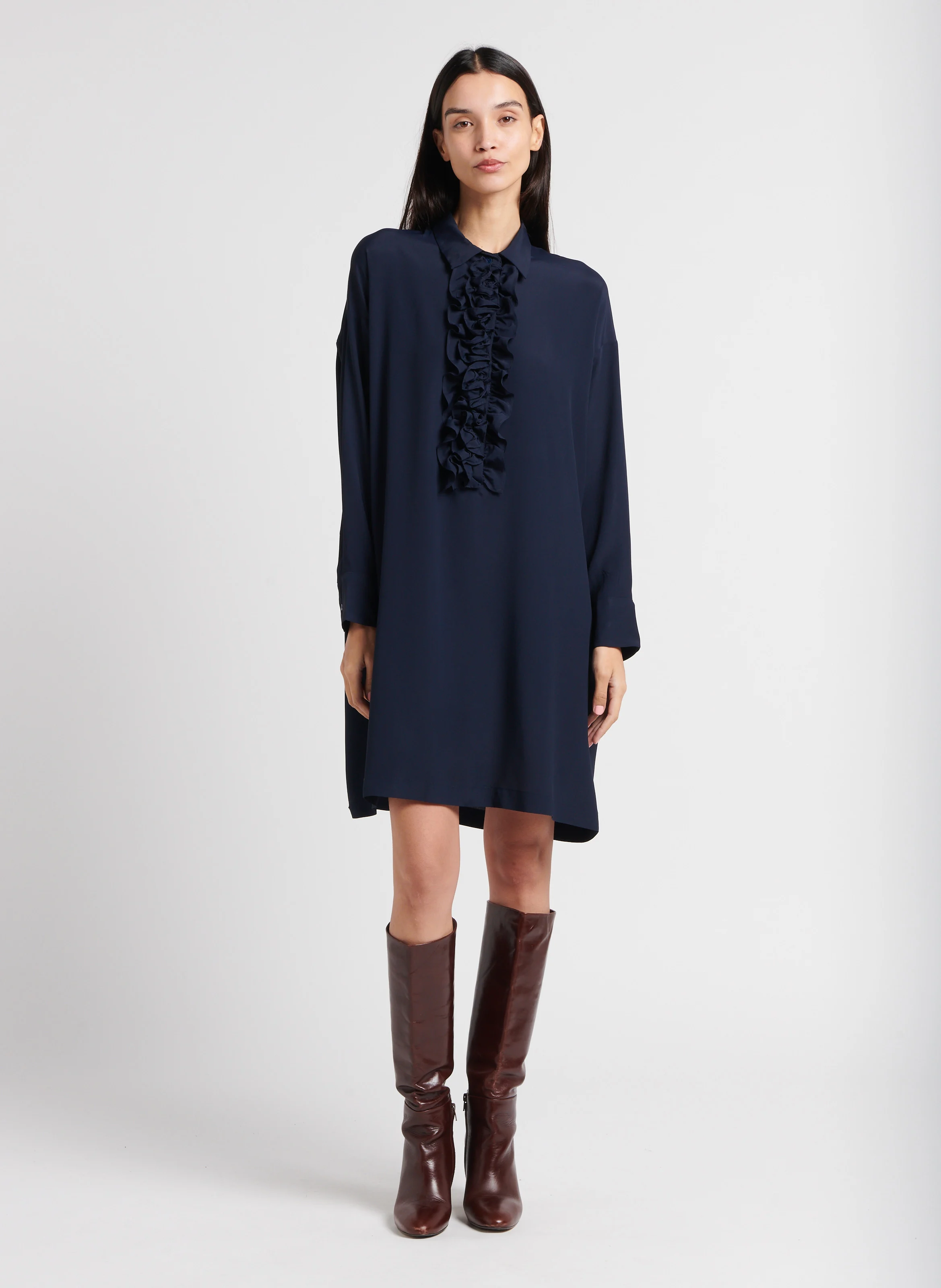 KITA - Robe courte à volants| Bleu