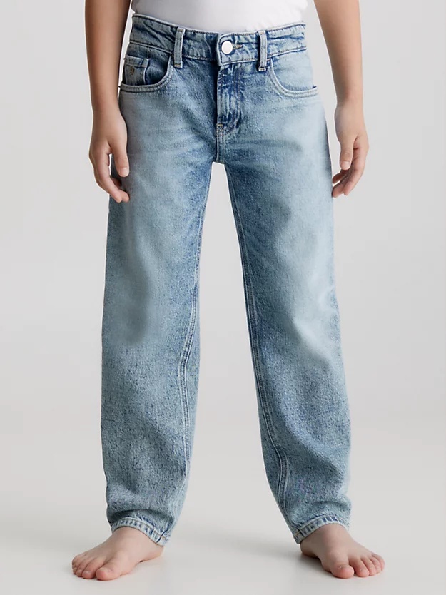 Calça jeans reta de cintura média para meninos
