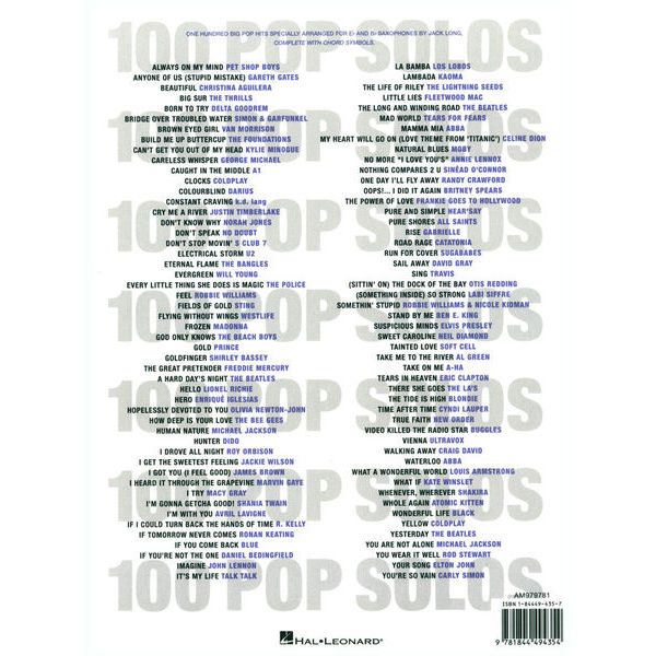 Music Sales 100 More Pop Solos for Sax