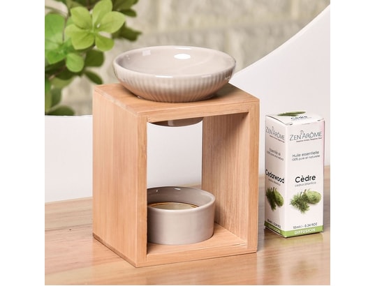 ZEN AROME - Diffuseur d'huiles essentielles Brûle parfum en bambou et céramique naturéa yona