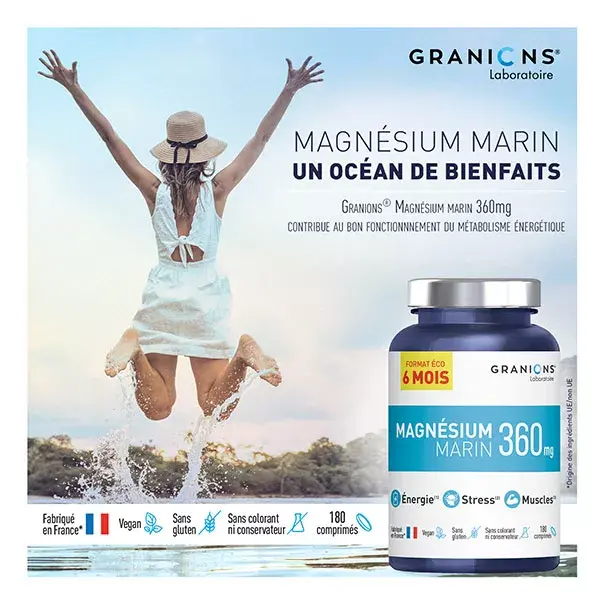 Granions Magnésio Marinho 360 mg Embalagem Ecológica 6 Meses 180 comprimidos