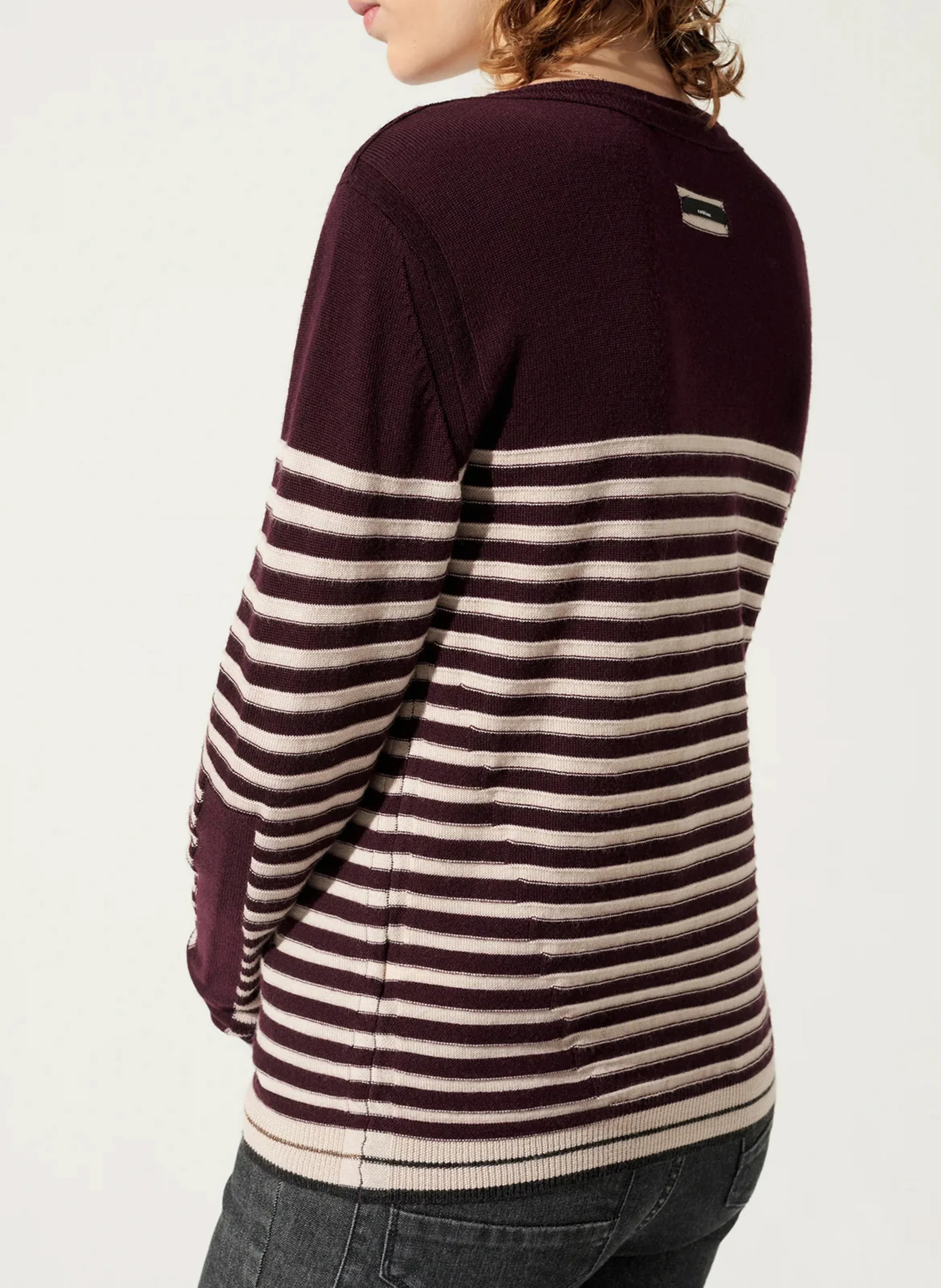 Pull marinière en laine mérinos | Violet
