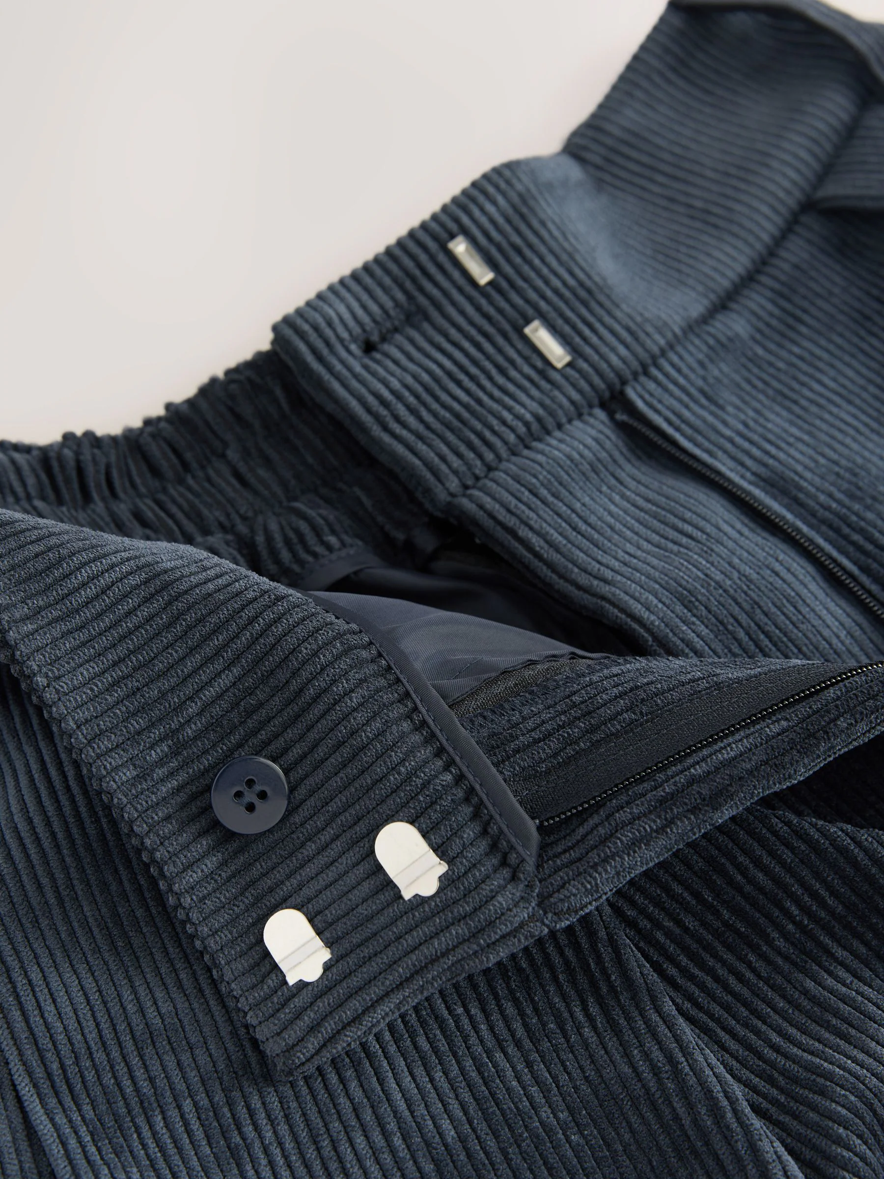 Donkerblauw - Corduroy broek met wijde pijpen