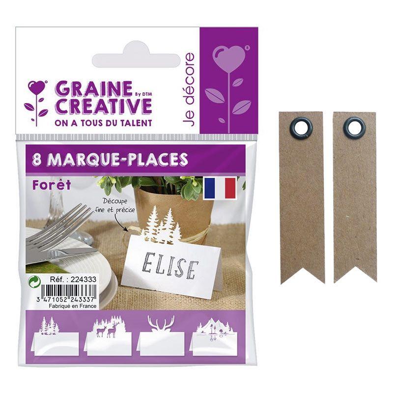 Marque places pour table de Noël Forêt + 20 étiquettes kraft Fanion Yo
