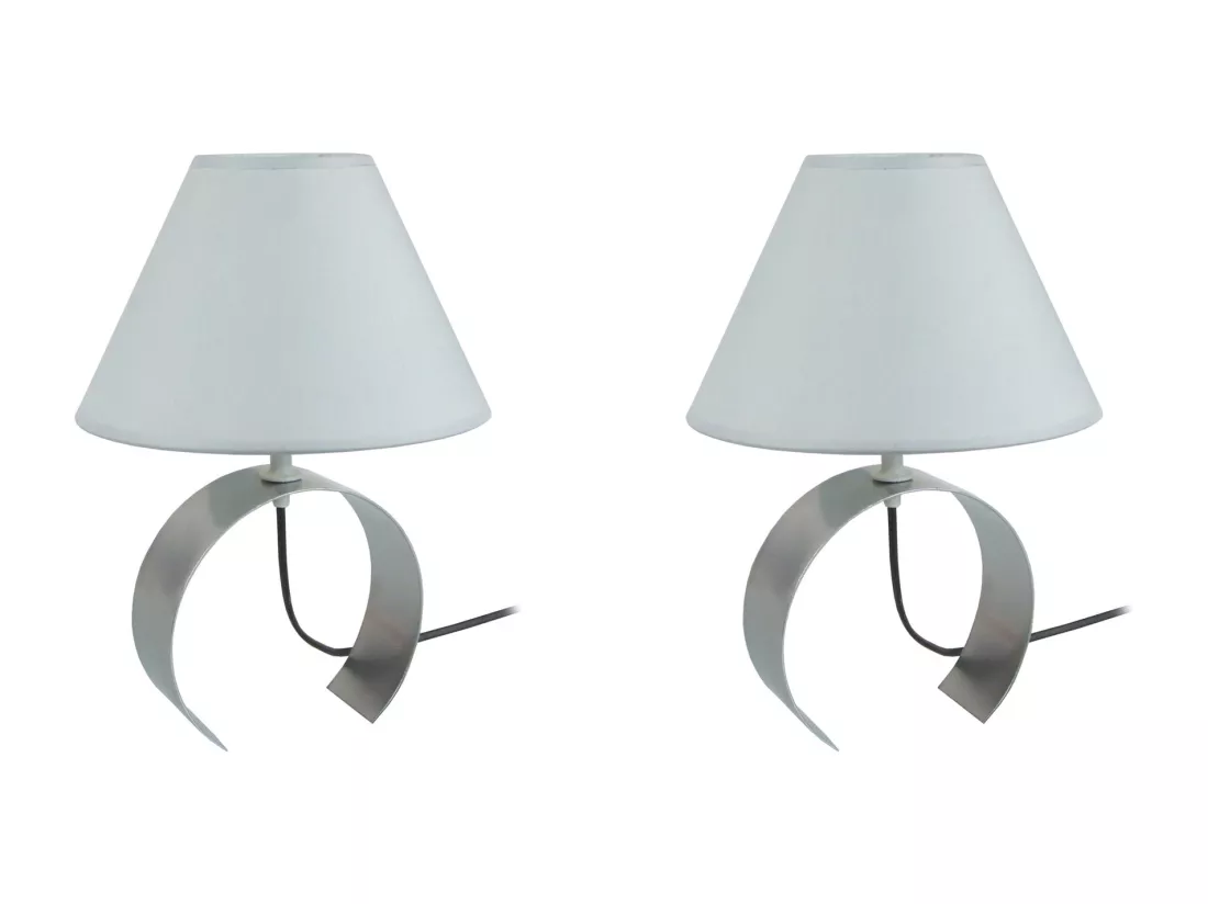 Pair de Lampes de chevet demi cylindre métal aluminium 31 cm.