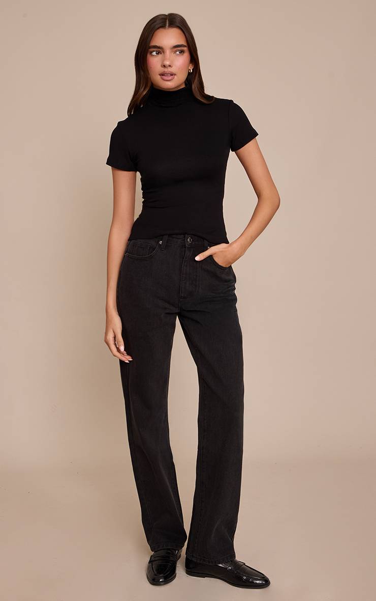 Noir Prettylittlething Jean Droit Taille Haute