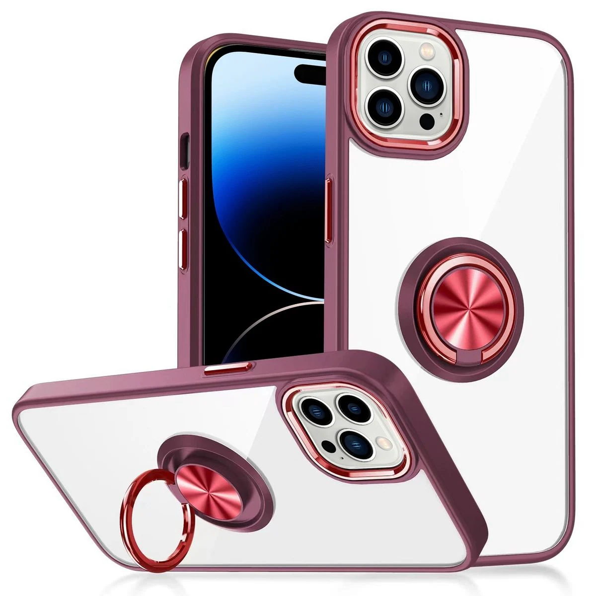 Schutz Handy Hülle für Apple iPhone 15 Pro Case Cover Ring Halter Bumper Etuis