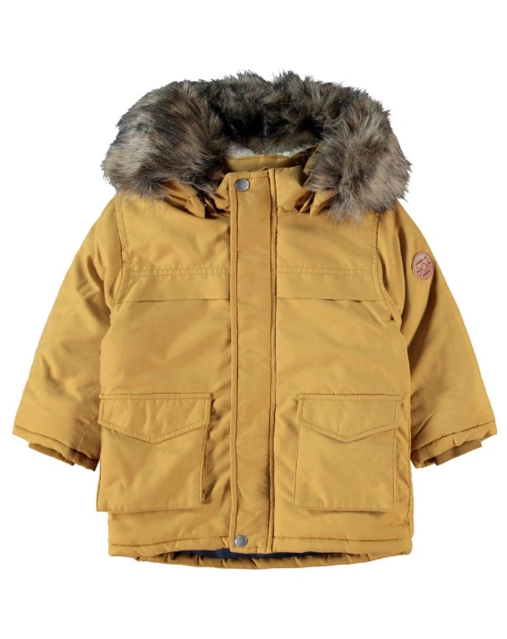 Winter-Parka NMMMABE mit Kunstfellbesatz in Medal Bronze