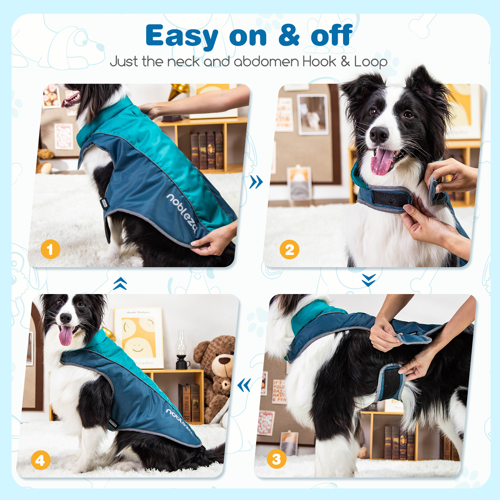 Casaco impermeável azul para cães Nobleza