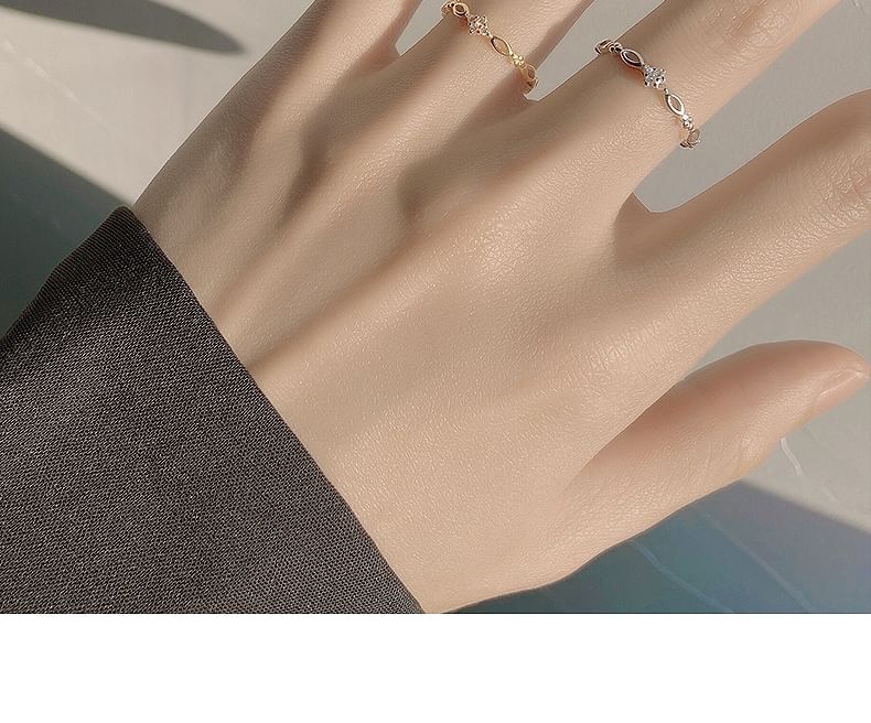 pexrl sieraden - Sterling zilveren open ring met strass