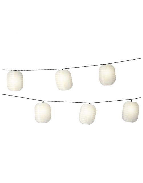 Lumineo Solar Lichtsnoer Lampion Ovaal 10 Lampjes - Tuinverlichting - 4.5 m Wit 10 led