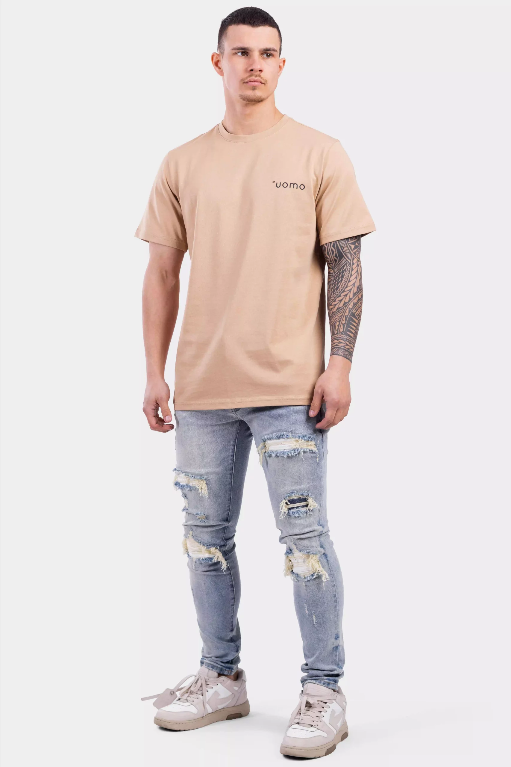 24 Uomo Basic T-Shirt Bruin Heren