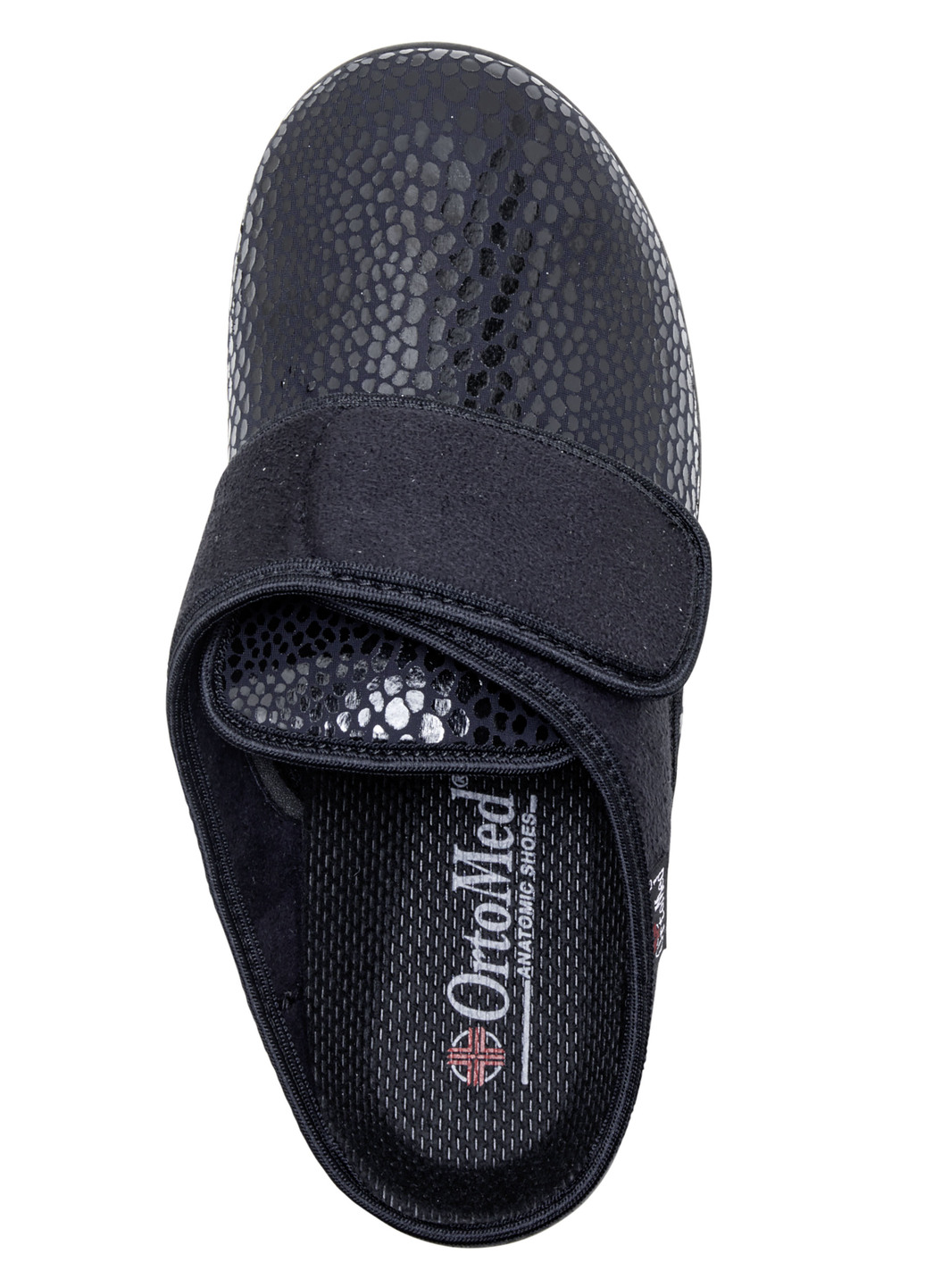 Pantoffel aus Elastik und Veloursmaterial