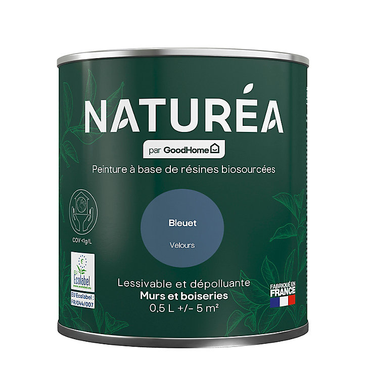 Peinture murs et boiseries Naturéa par GoodHome bleuet velours 0.5L