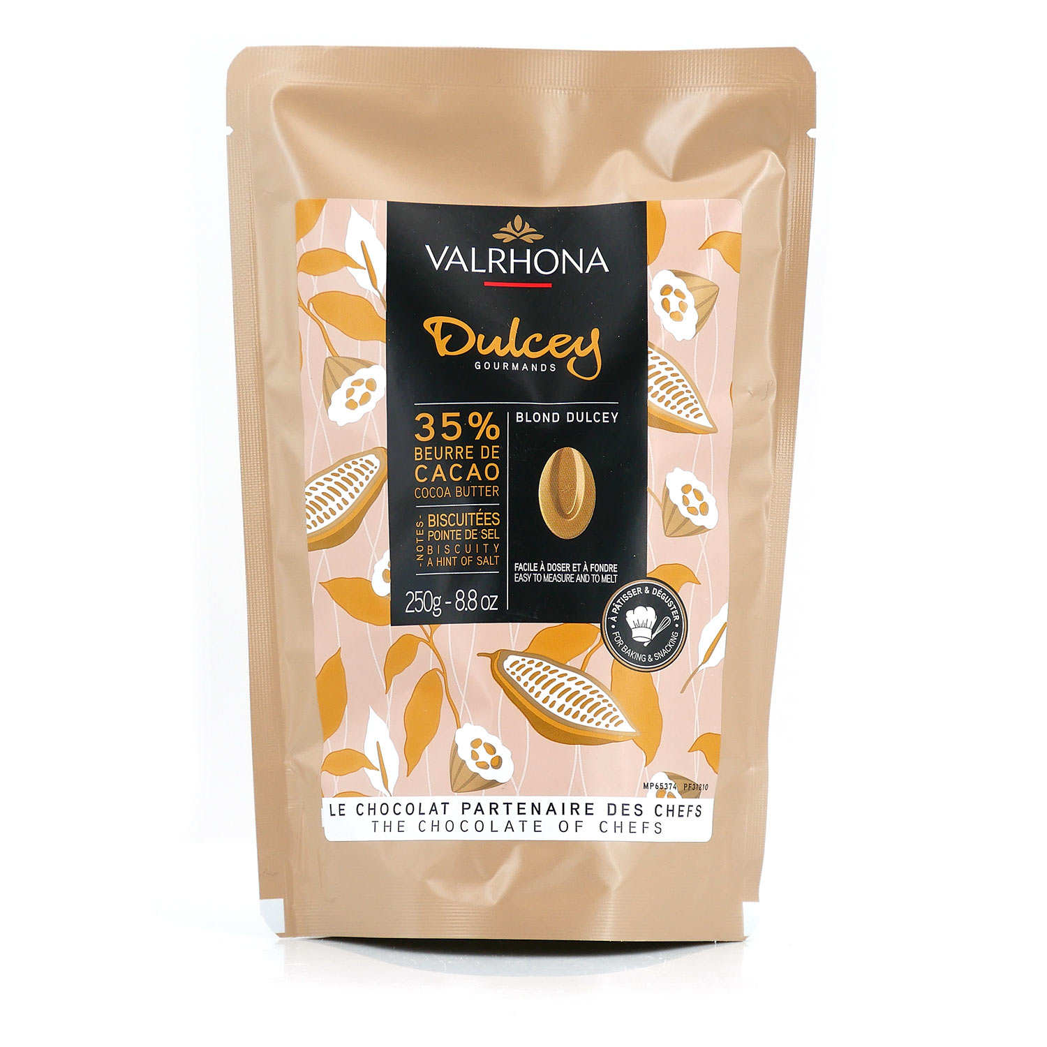 Fèves de chocolat blond Dulcey biscuité à pâtisser 32% cacao - Valrhona
