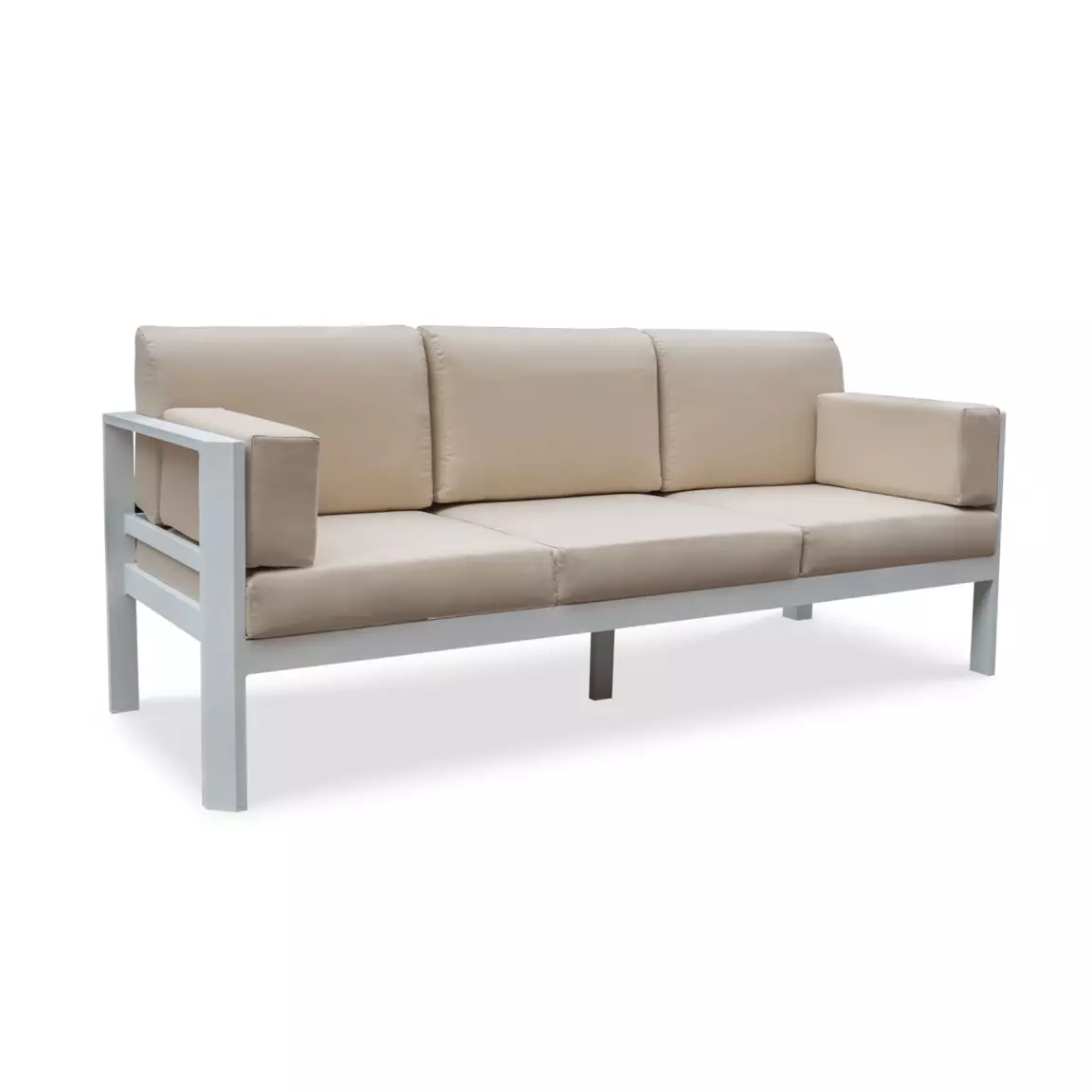 Canapé de jardin en aluminium 3 places Ostara Blanc et taupe