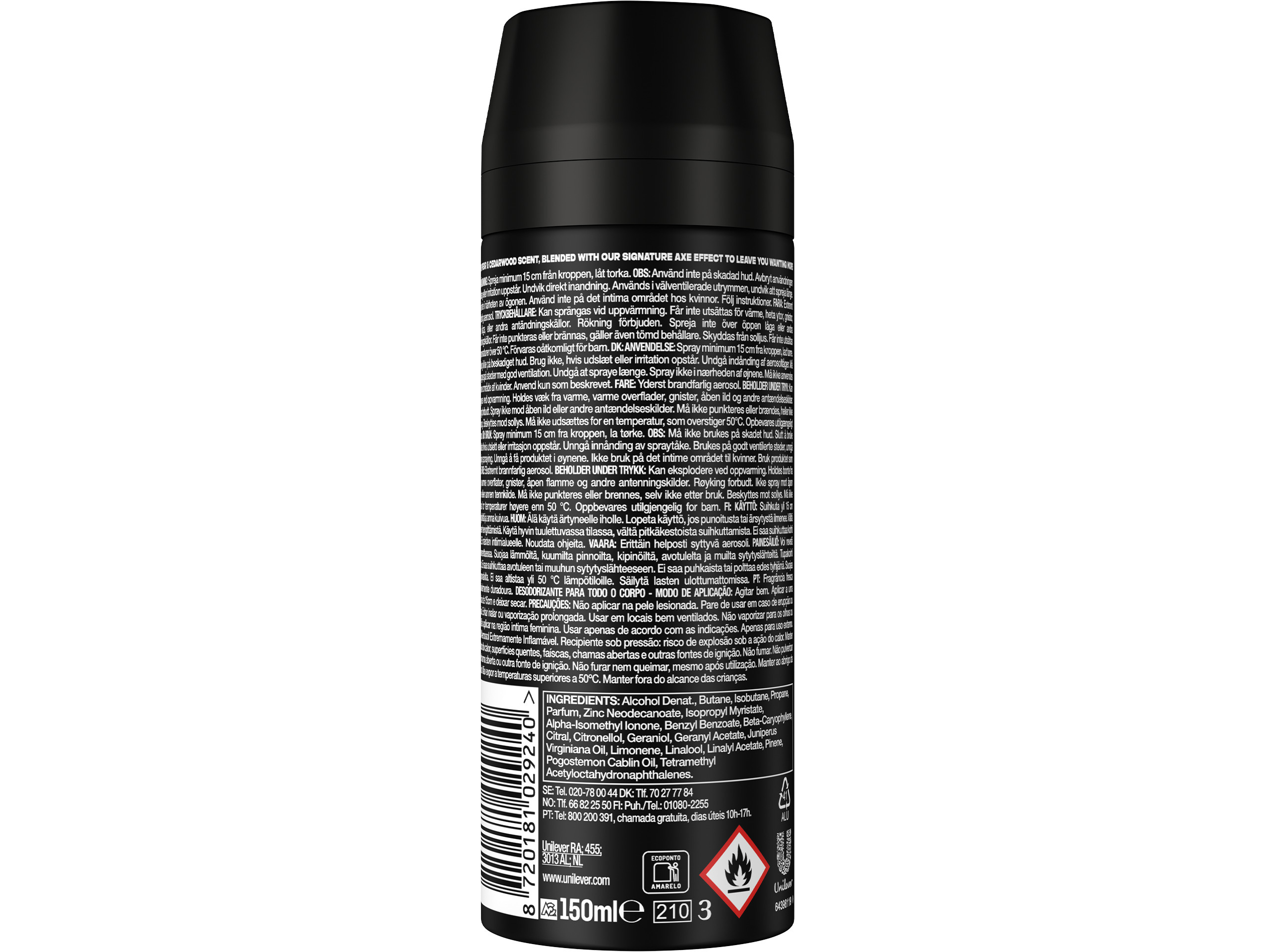 DEO AXE HOMEM SPRAY AERO BLACK 150ML