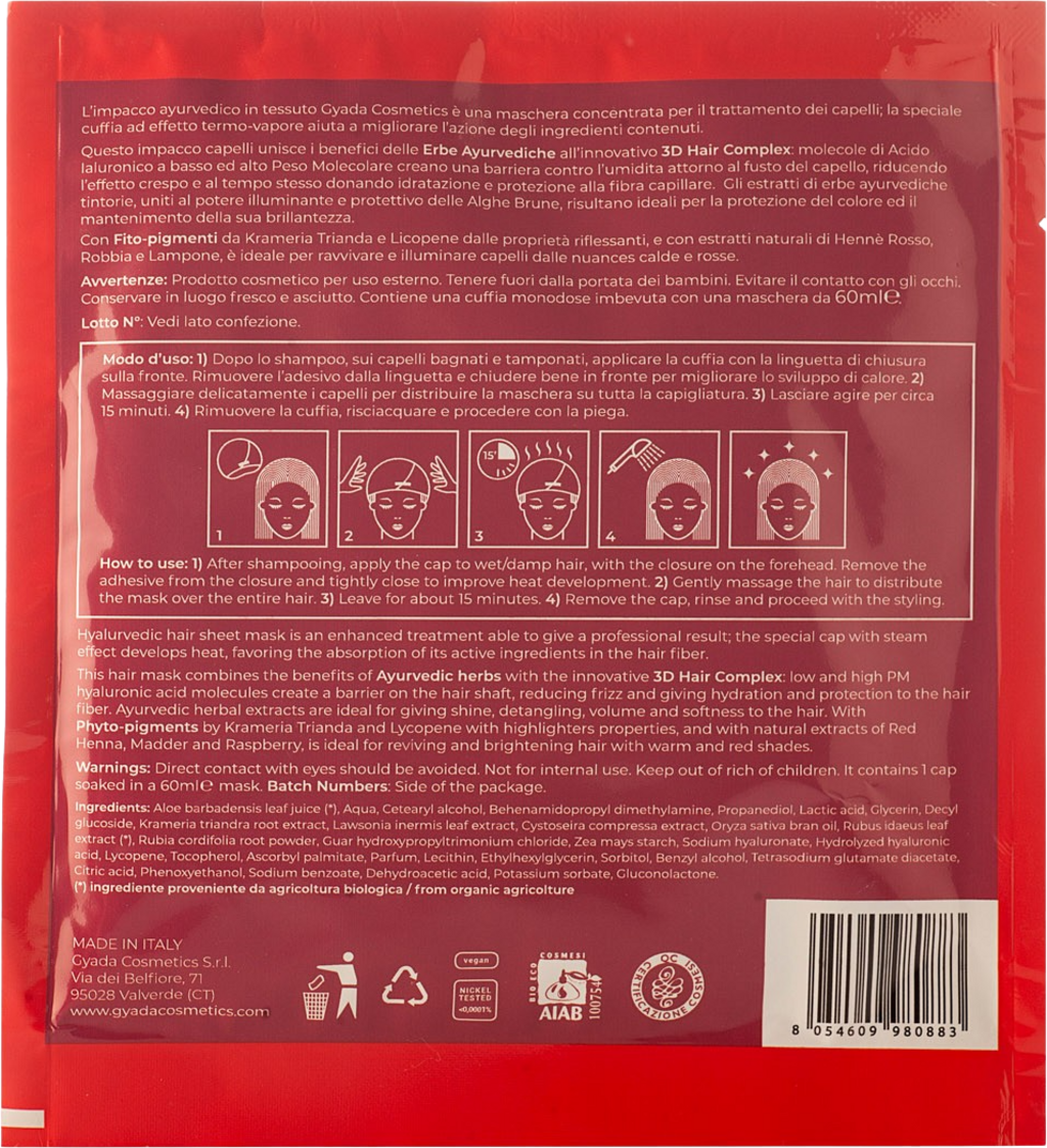 GYADA Cosmetics  Hyalurvedic Farbglanz-Tuchmaske Red Hair, 60 ml