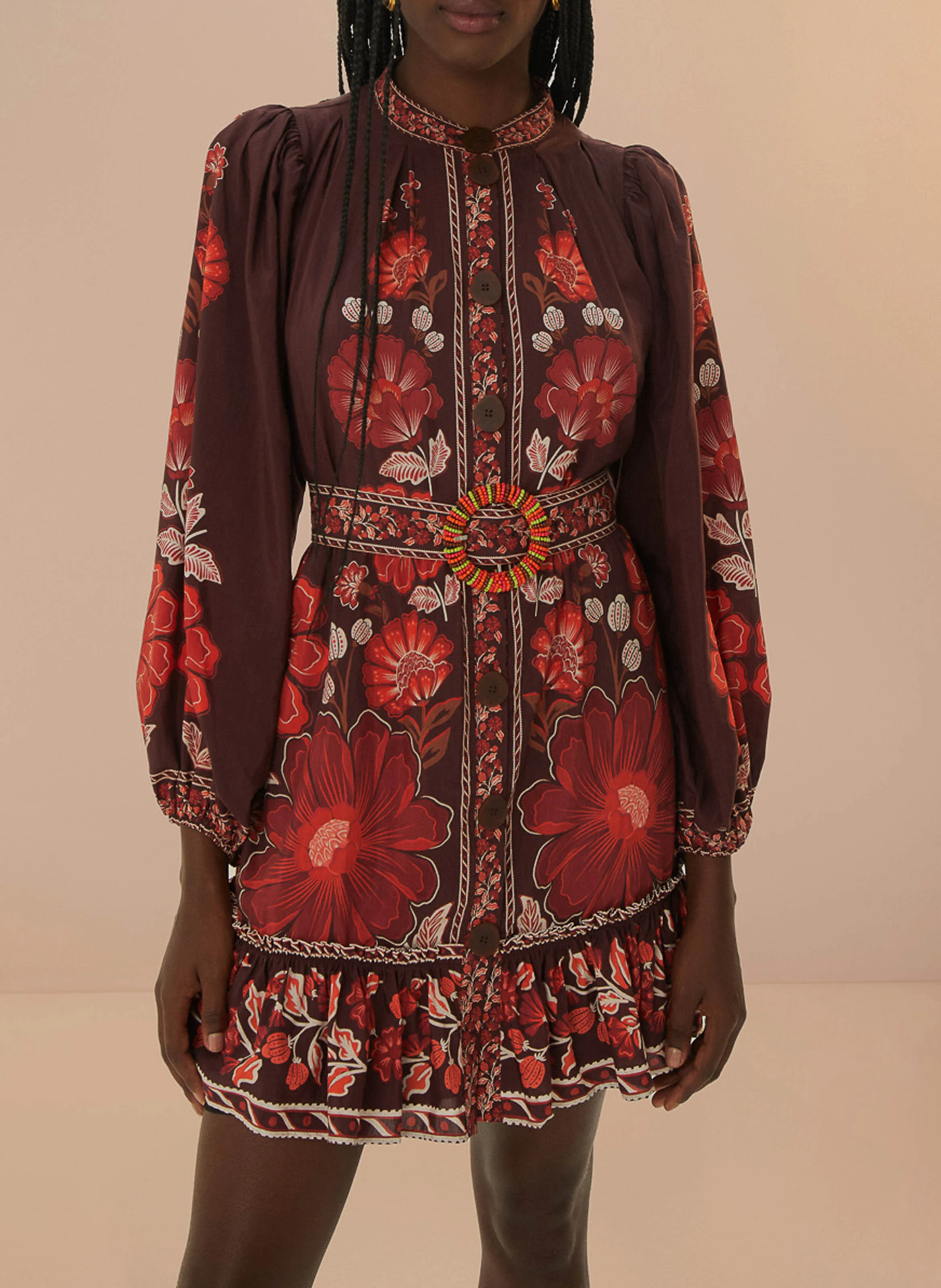 Robe courte en tapisserie | Marron