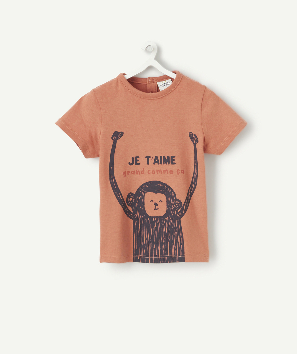 T-SHIRT BÉBÉ GARÇON EN FIBRES RECYCLÉES COULEUR ROUILLE