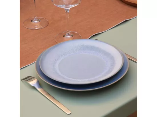 HABITAT - Assiette plate en grès - 25 cm - Bleu et marron (Lot de 2) - Asta