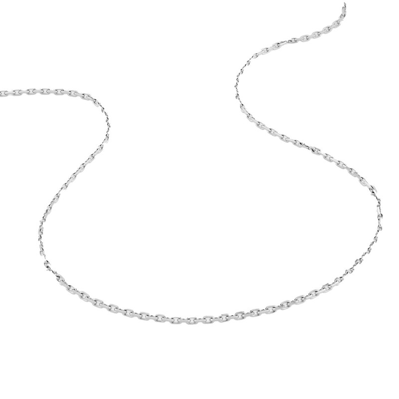 Chaîne mixte 40 cm - Maille Forçat diamanté - Or blanc 18 Carats - Largeur 1.75 mm
