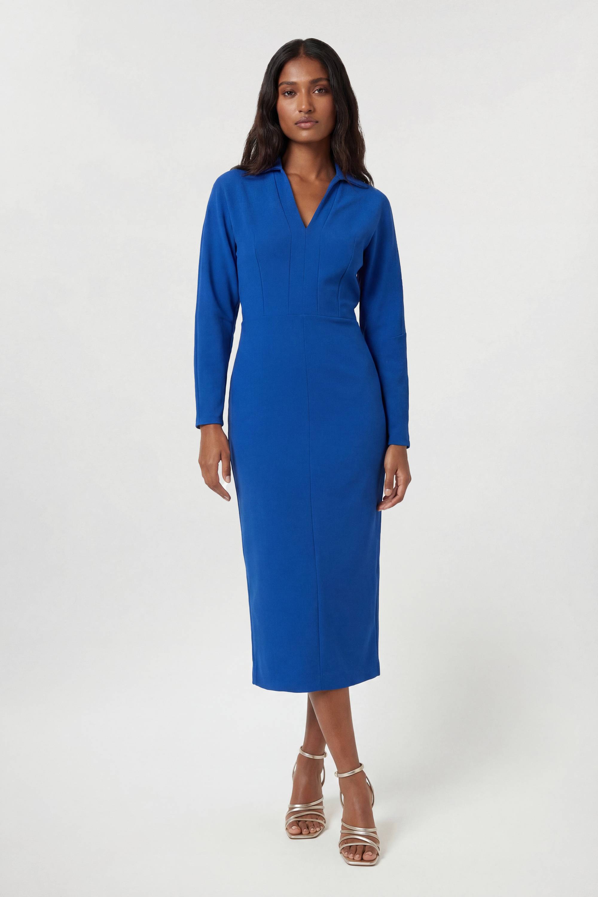 KarenMillen Robe Midi Ajustée À Col Chemise Et Manches Longues