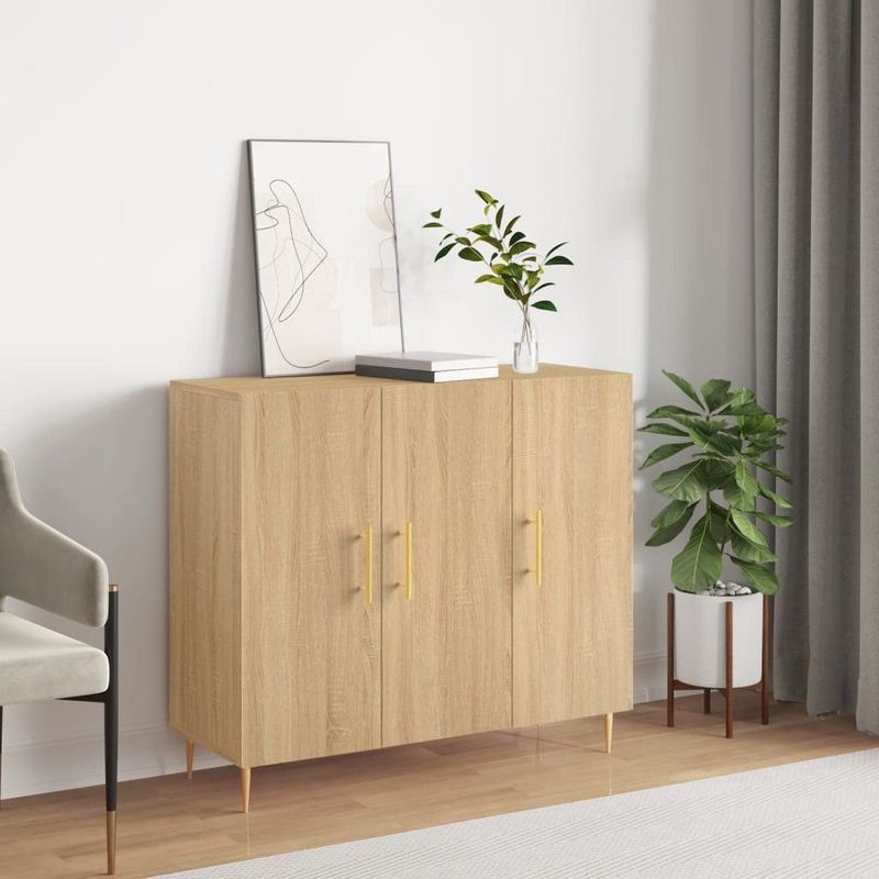 vidaXL - Dressoir - Sonoma Eikenkleurig - Bewerkt Hout