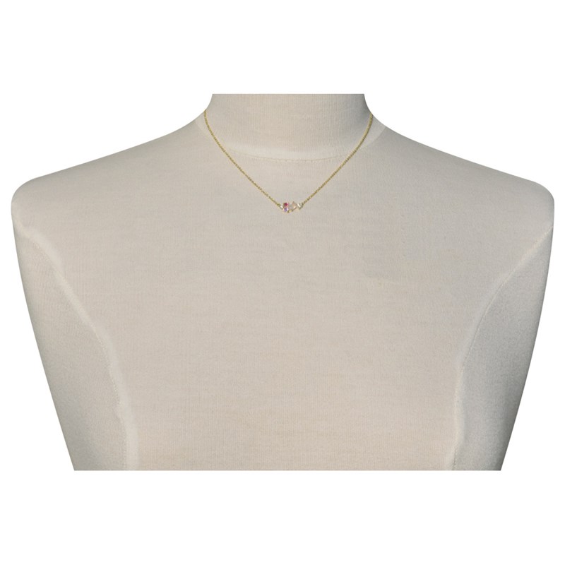 Collier Plaqué Or 5 Strass Ovale et Ronds