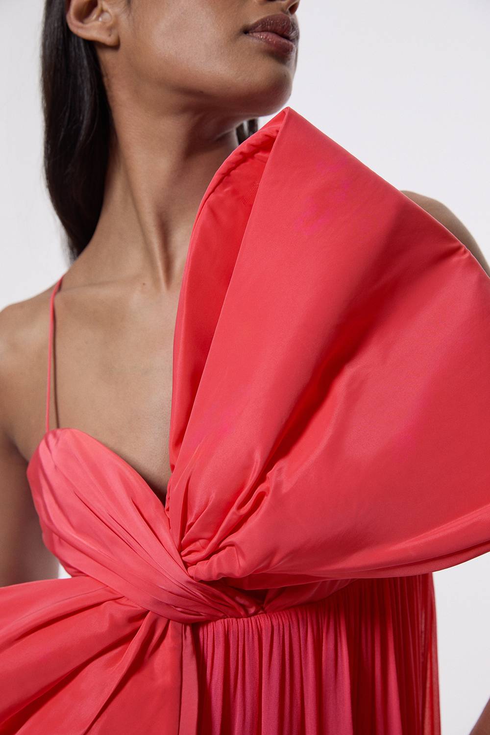 KarenMillen Robe maxi tissée en taffetas avec détail nœud