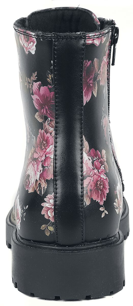 Bottines Lacées Noires Imprimé Floral | Rock Rebel by EMP Bottes