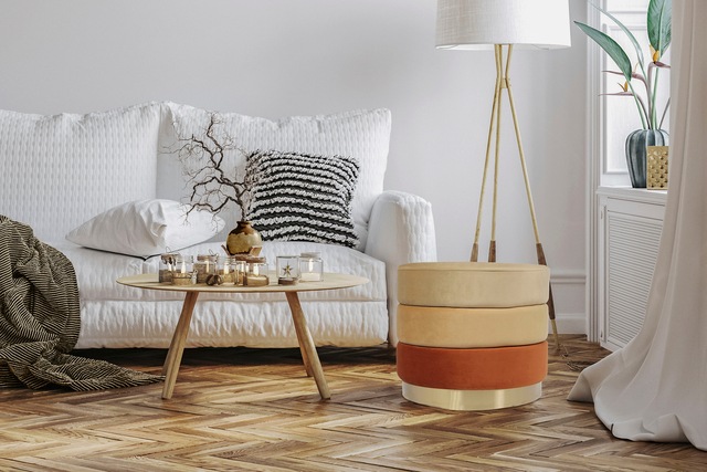 Kayoom Sitzhocker »Hocker Elyse, Edler Touch durch goldenen Sockel« 1 Stk. tlg. samtweich, hochwertig, Perfekt aufeinander abgestimmte Farben